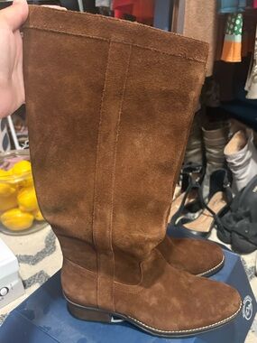 Brown Suede Knee-High Boots